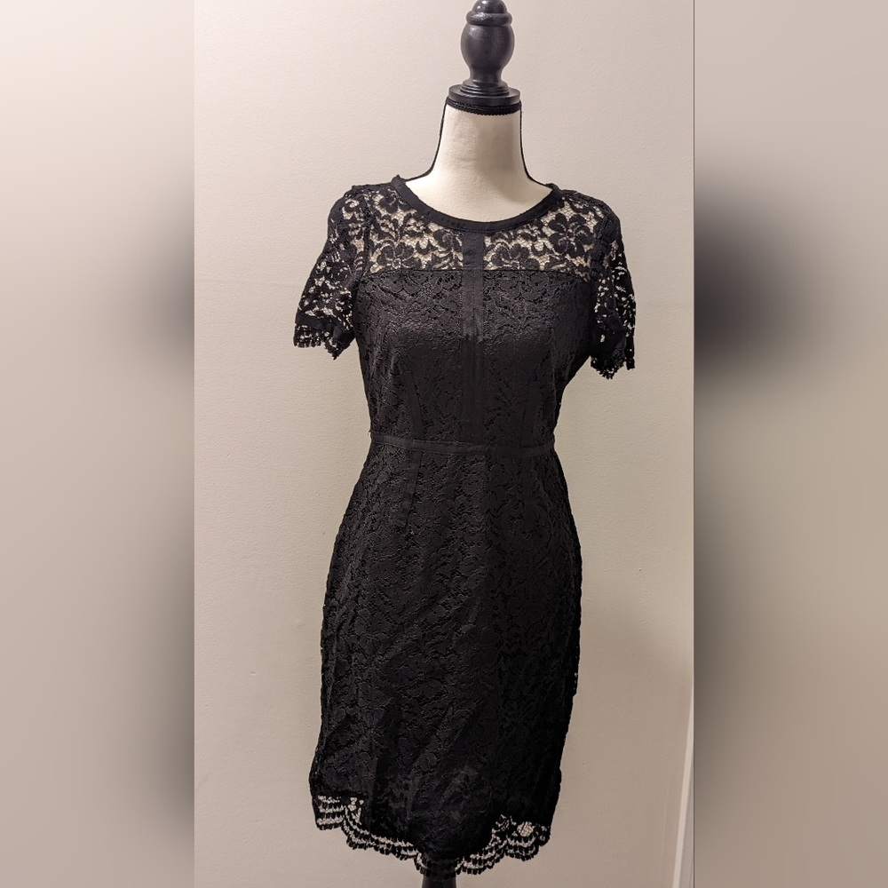 Black short sleeve lace dress. Size 2